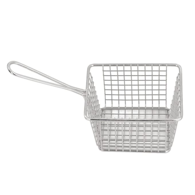 Roestvrijstalen Frituurmand met Lange Handgreep Multifunctioneel Gemakkelijk te Reinigen Frituurmand voor Rectangular, Medium white
