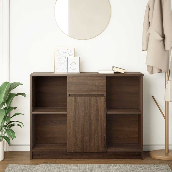 vidaXL - Dressoir - met - lade - 101x35x76 - cm - spaanplaat - bruin - eikenkleurig