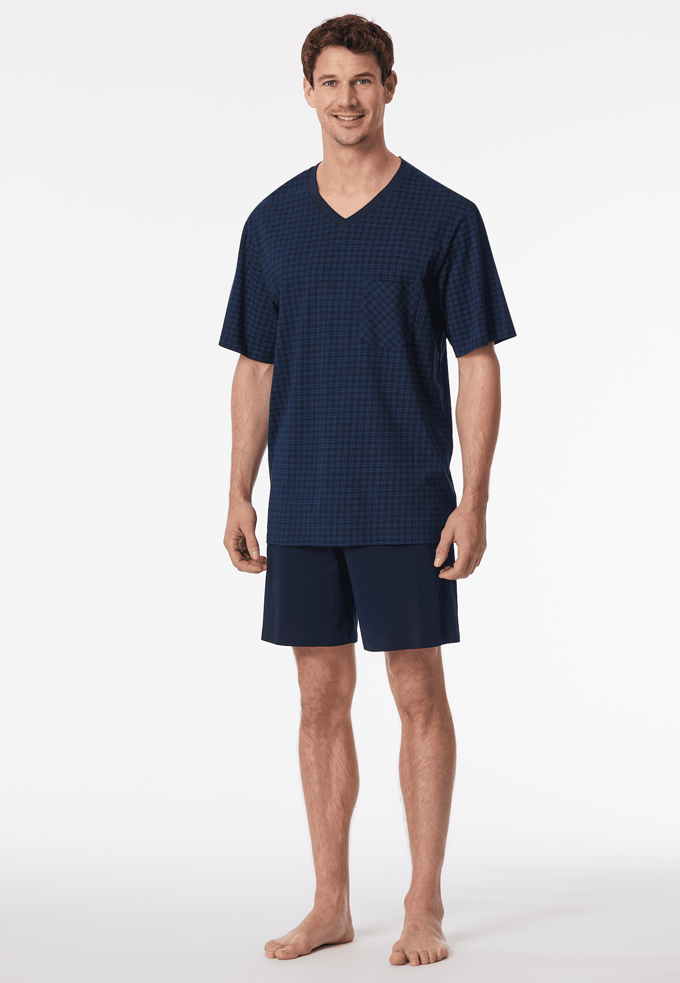 Schiesser Pyjama korte - Comfort Essentials - Heren Shortama - nachtblauw