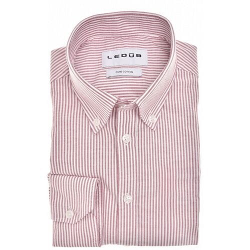 Ledûb Overhemd Slim Oxford Stripe Button-Down Donker Rood / male
