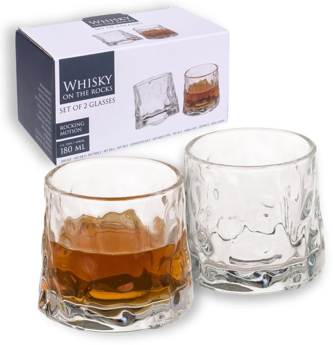 Dailygoods- Whiskyglazen Set van 2 - On Rocks - Hoge Kwaliteit - 180