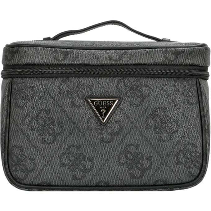 GUESS Cosmetische tas Toiletry Train Case Coal Logo Donkergrijs