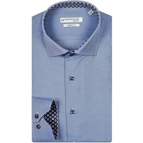 Giordano Overhemd Maggiore Bold Twill Semi Cutaway Bright Blue / male