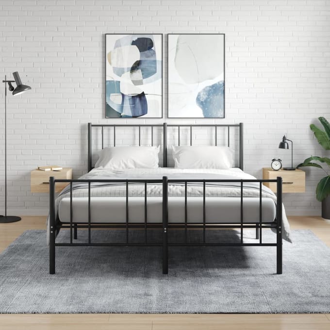 vidaXL Nachtkastjes 2 st wandgemonteerd 35x35x20 cm sonoma eikenkleur