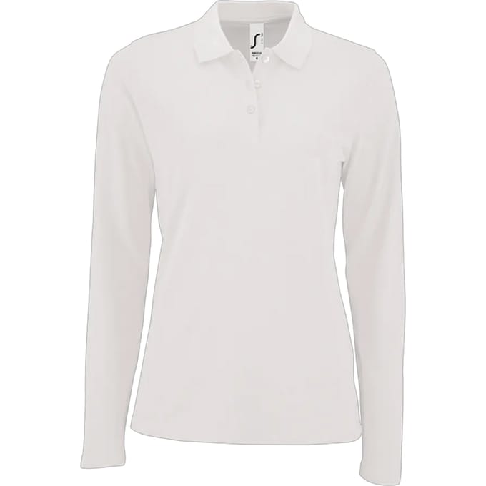 SOLS Dames/Dames Perfect Pique Poloshirt met Lange Mouwen (Wit)