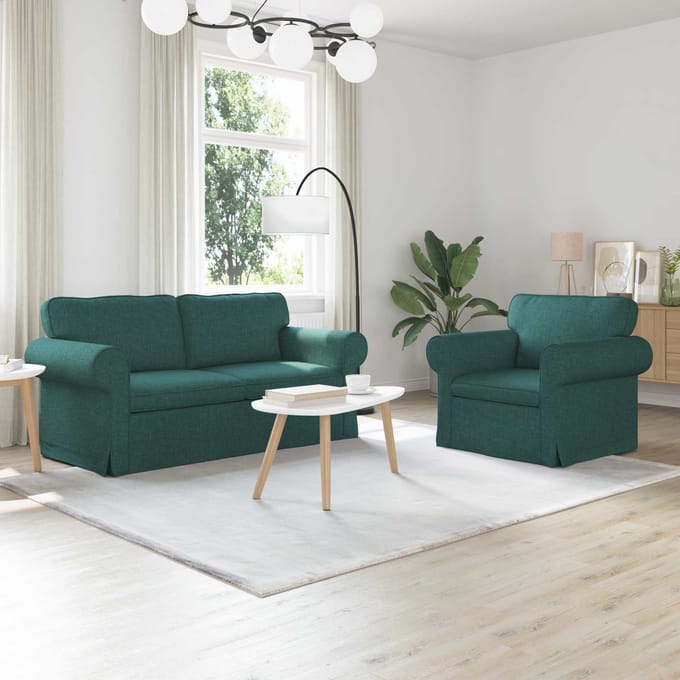 vidaXL Bankstel 2 pcs Donkergroen 175 x 82 x 80 cm Stof
