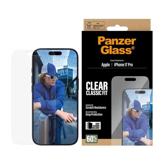 PANZERGLASS - Screen Protector iPhone 17 Pro Classic Fit w. EasyAligner PG55915 Screenprotector (glas) Apple iPhone 17 Pro. 1 stuk(s) Krasvast