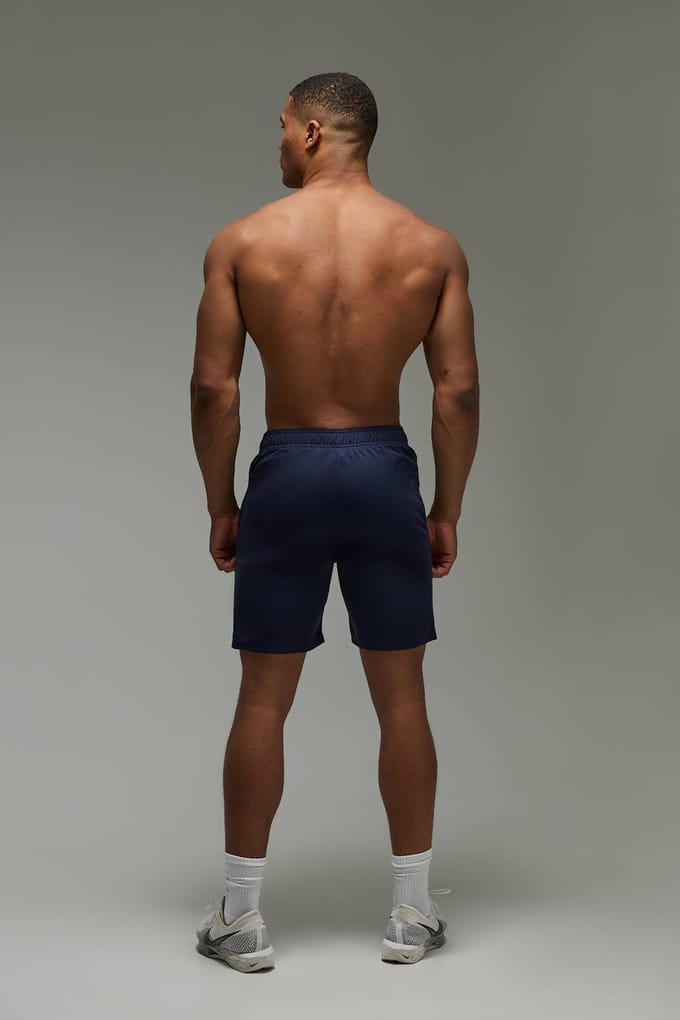 Man Active Zip Pockets 7inch Basic Training Short | Navy | Size Small