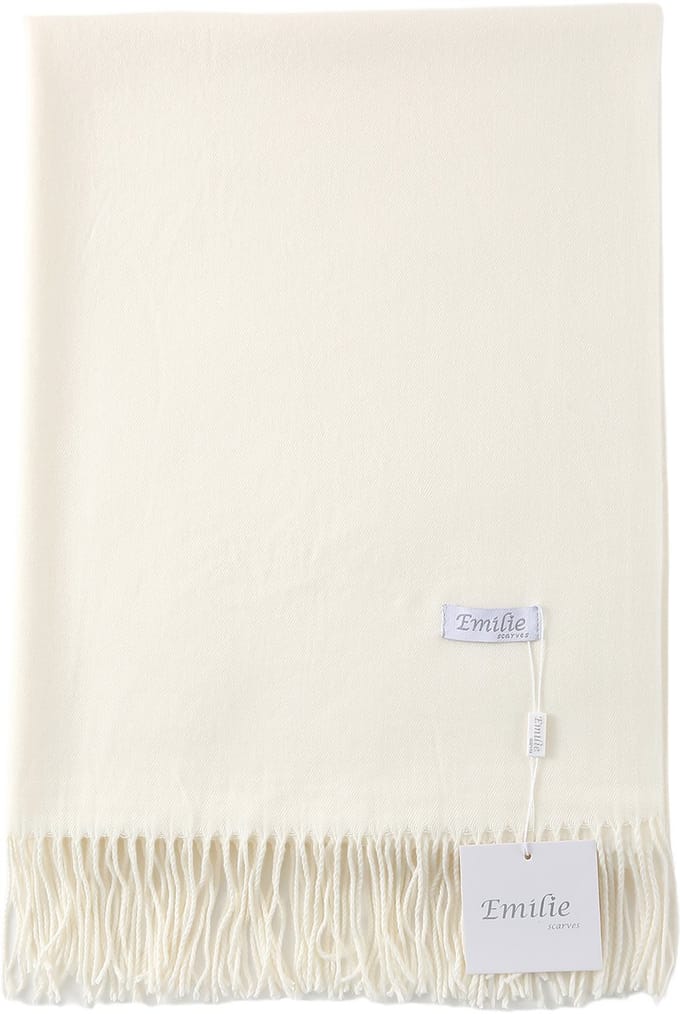 Emilie Collection - sjaal - omslagdoek - pashmina - gebroken wit - 180X60CM - 100% Gerecycled polyester