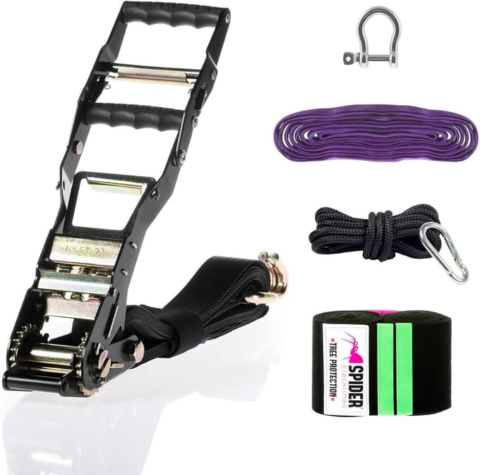 Slackline Set - Spanband Kit - Outdoor Balanceren - Dubbele Ratel - 3 Meter - Zwart