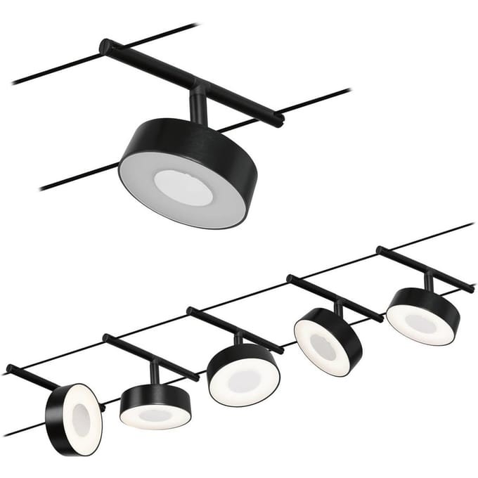 Paulmann Circle LED kabelsysteem 5-lamps mat zwart