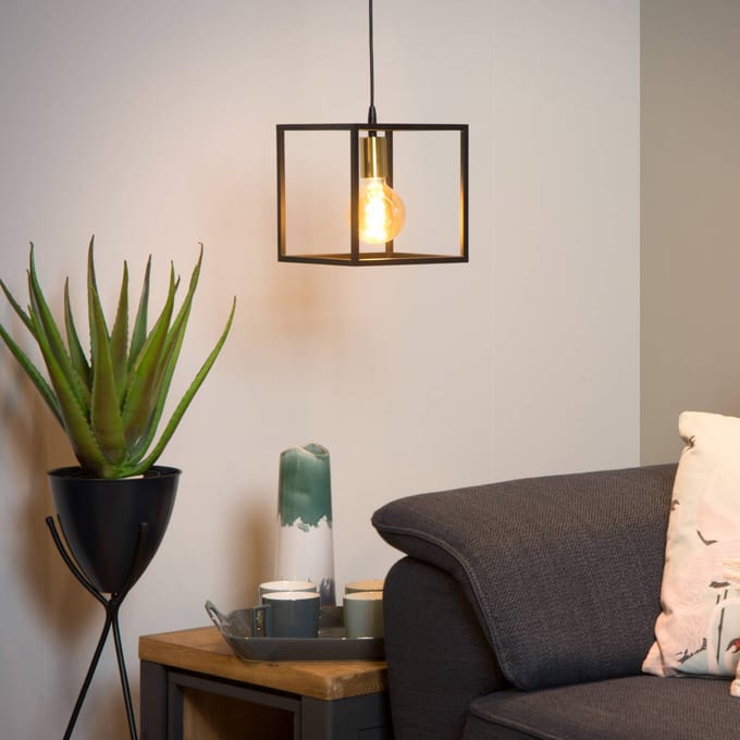 Lucide Ruben hanglamp, zwart, metaal, 1-lamp