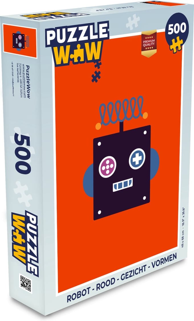 Puzzel Robot - Rood - Gezicht - Vormen - Jongens - Kids - Legpuzzel - Puzzel 500 stukjes