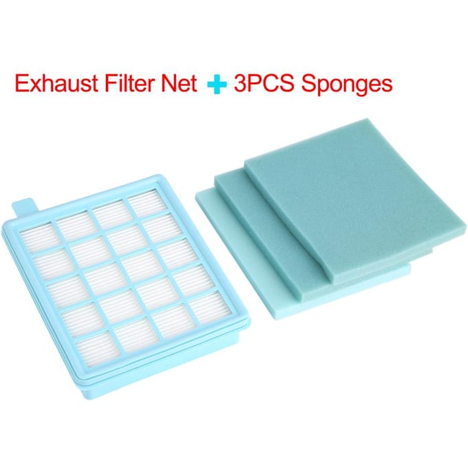 Uitlaatfilter Net 3 stuks Sponzen voor Philips Stofzuiger FC8471/8630/9322 blue