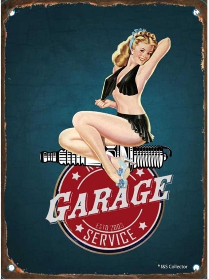 Pin-Up Garage Service Metalen Bord - 15 x 20 cm