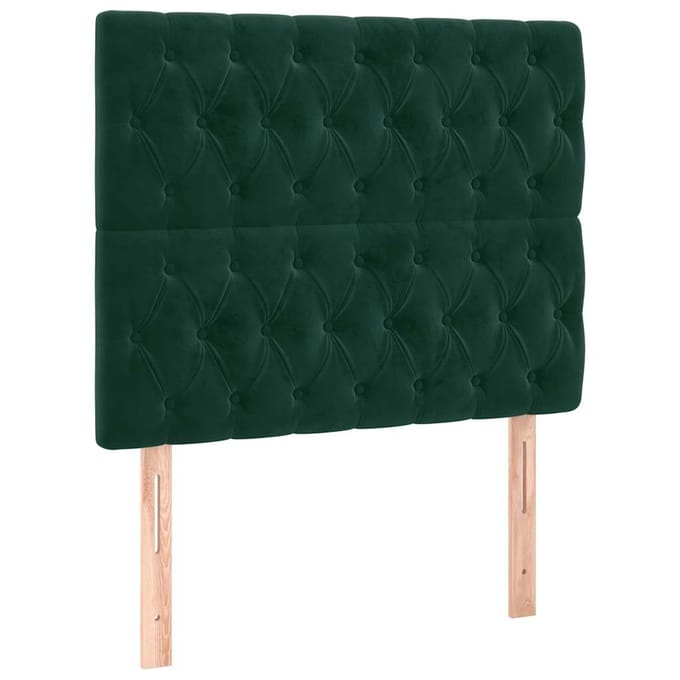 vidaXL - Hoofdbord - LED - 90x7x118/128 - cm - fluweel - donkergroen