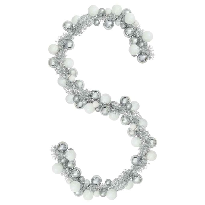 vidaXL - Kerstbal - Guirlande - LED's - Wit - en - Zilver - 186 - cm - Polystyreen