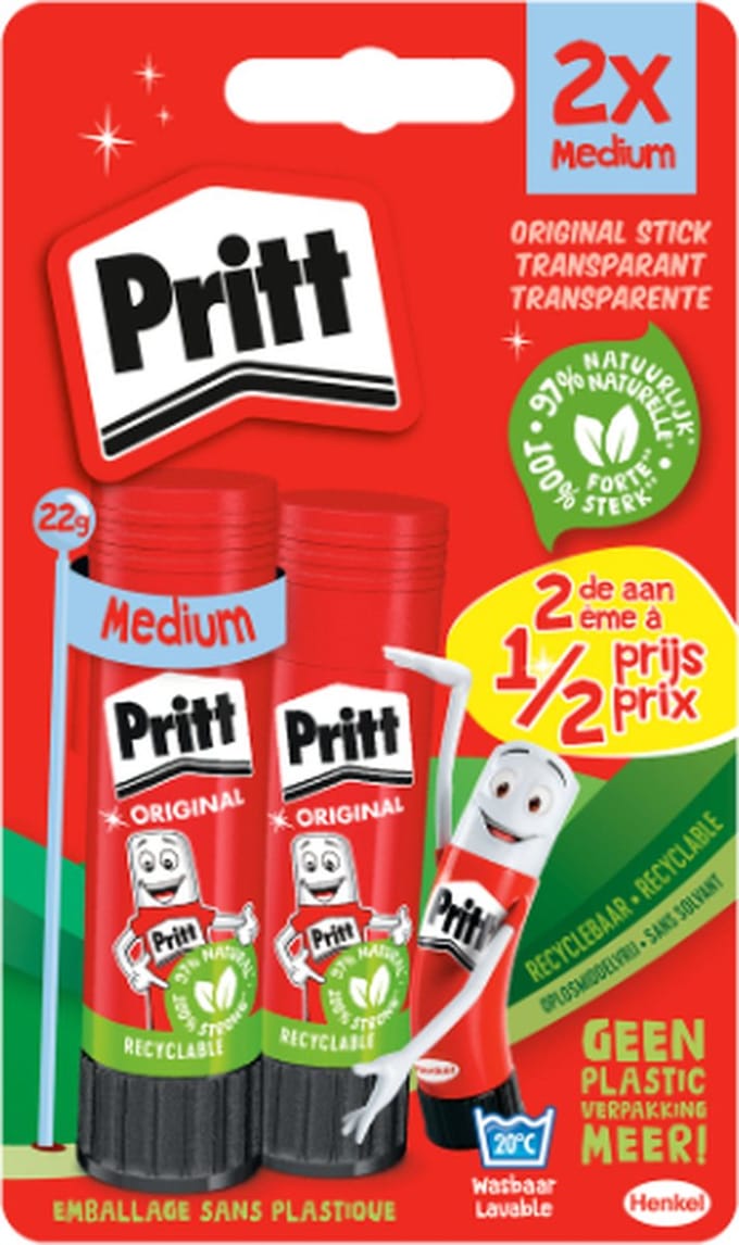 Pritt Lijmstift Original Duopack � 2 x 22g � Oplosmiddelvrij & Uitwasbaar