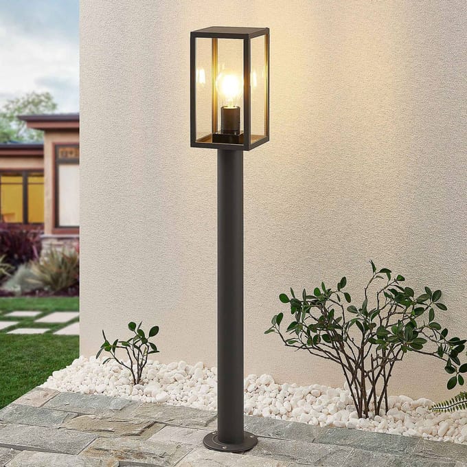 Lindby - Tuinpad verlichting - 1licht - Aluminium, glas - H: 80 cm - E27 - antraciet