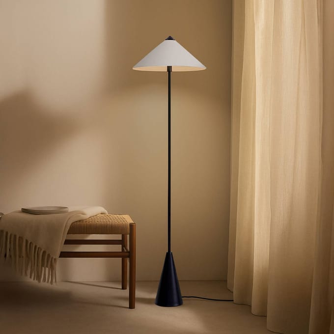 Lindby vloerlamp Norvik, hoogte 150 cm, zwart/grijs, metaal
