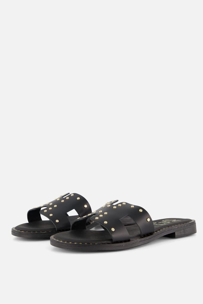Oh My Sandals Oh My Sandals Slippers zwart Leer