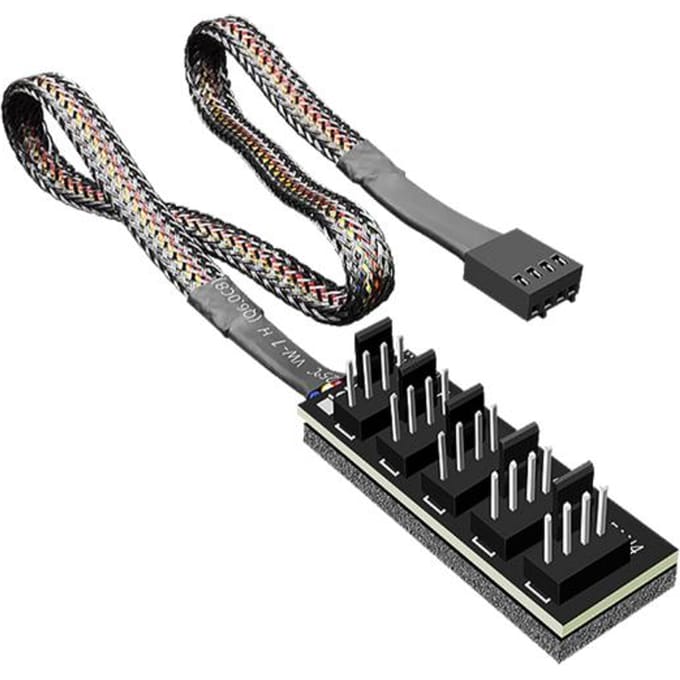 COOLMOON F5 PWM Ventilator Splitter Brede Compatibiliteit 1 naar 5 4-Pin 33,5cm Kabel CPU zwart