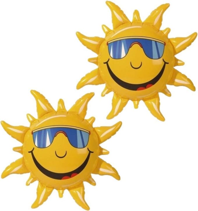 Widmann Opblaasbare zon - 2x stuks - 60 cm - Hawaii/Tropisch thema - feest decoratie