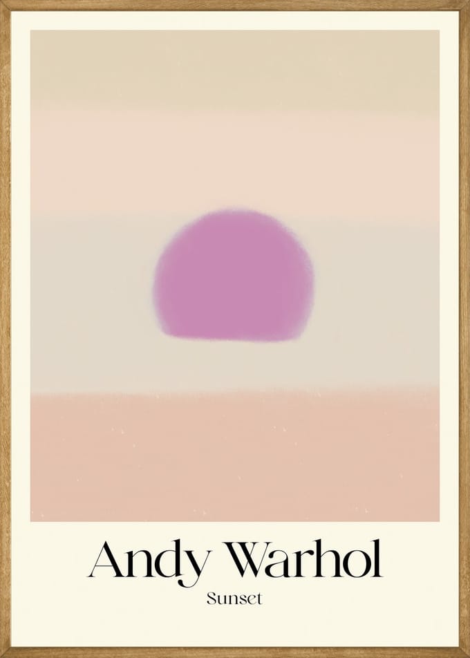 Andy Warhol Zonsondergang Poster Beige/Paars - 21x30 cm