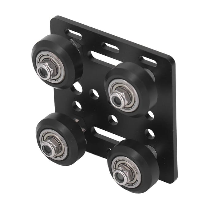 Aluminium Profiel Katrol voor V-sleuf Geleiderail Katrol 3D Printer Achterste Steunplaat met 4 Katrollen black