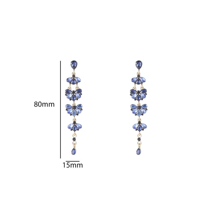 Go Dutch Label Oorknoppen Long Stone Dangle Goud Blauw