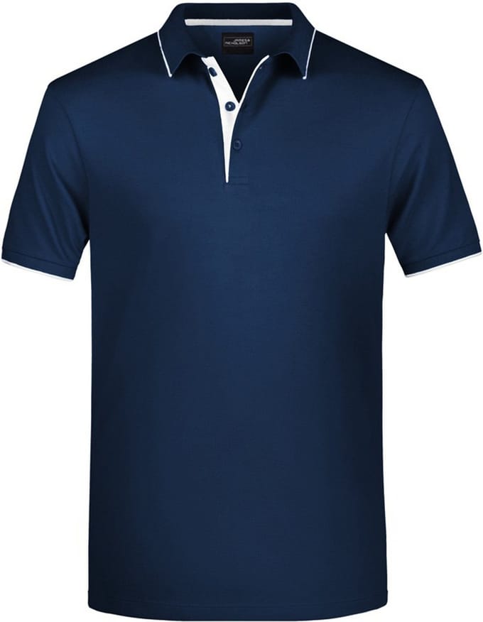 James & Nicholson Poloshirt - Golf Pro premium - navy/wit - katoen - voor heren M