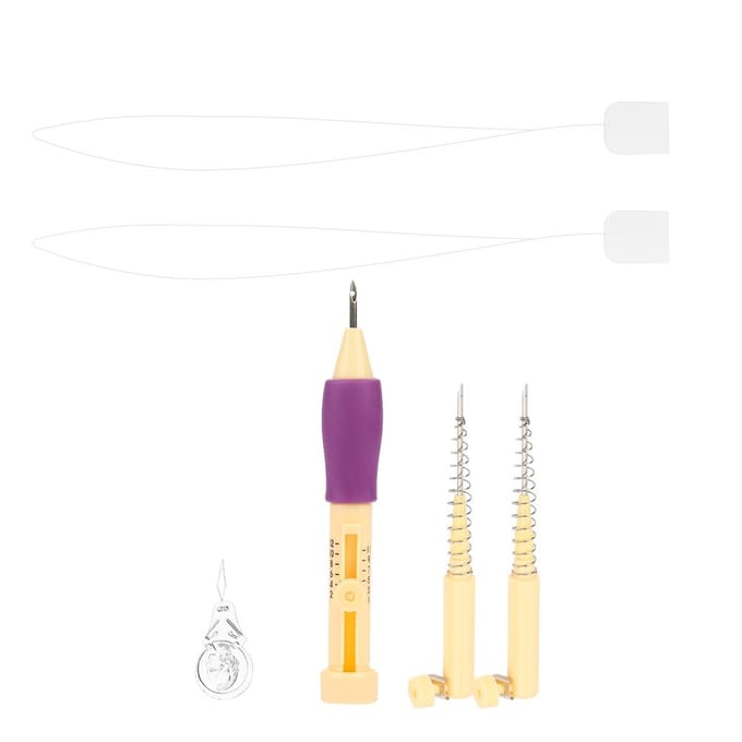 Borduurviltnaald Punch Pen met 2 Veer-naalden Set Gereedschap voor DIY Knutselen white