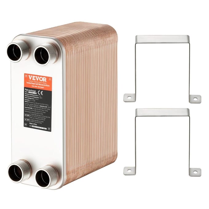 Échangeur de chaleur à plaques 80 Plaque 4*1-1/4  Raccords MNPT 5 x 12  Soudé 316L Acier inoxydable. Acier