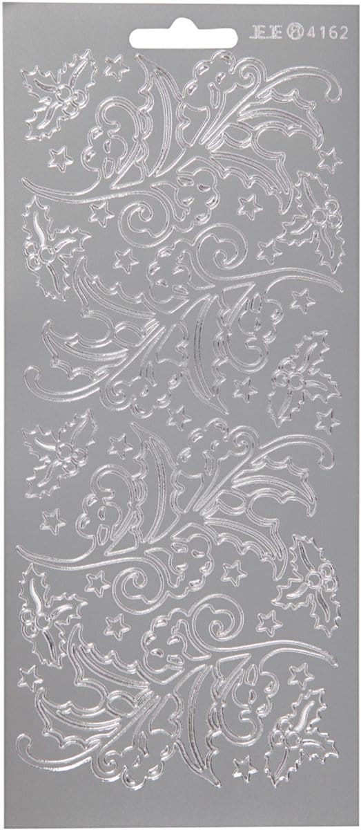 Stickers, hulst, vel 10x23 cm, zilver, 1 vel