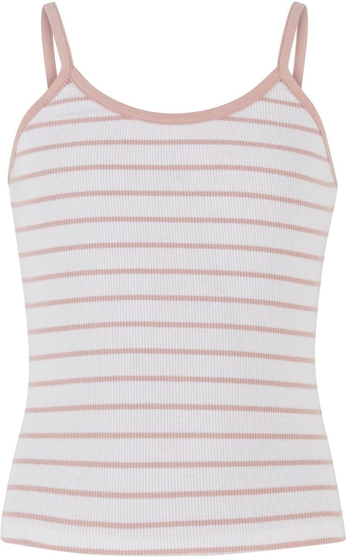 Urban Classics - Striped Rib Basic Tanktop Kinderen - Kids 110/116 - Wit/Roze
