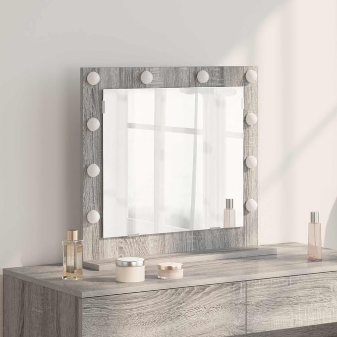 vidaXL - Make-up - Spiegel - Grijs - Sonoma - 60 - x - 55 - x - 18 - cm - Rechthoekig