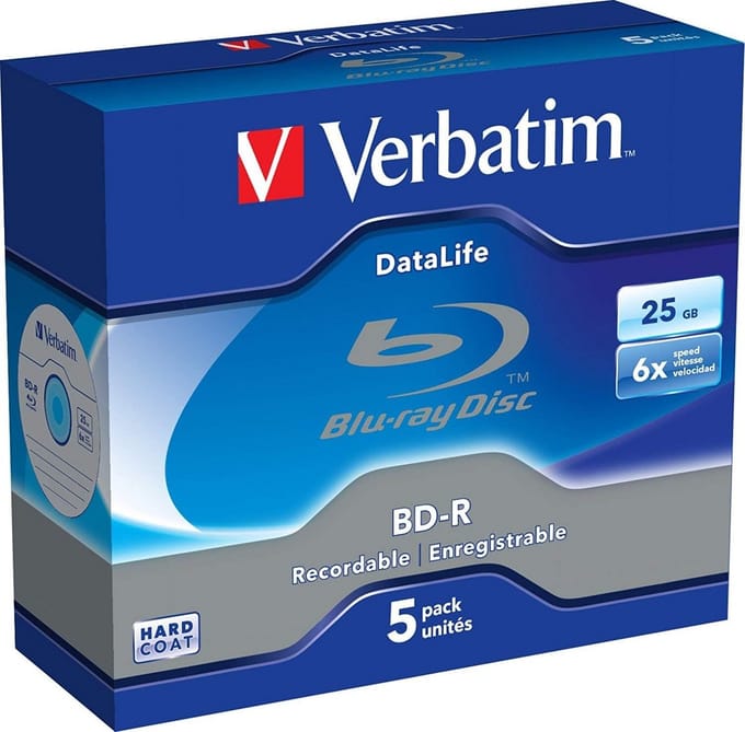 Blauwe Ray Disc BD-R 25GB 6x Snelheid Opslagmedia in Hoesje Set van 5