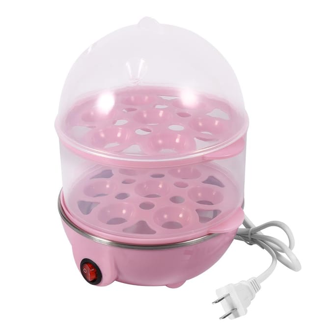 Multifunctionele Dubbellaags Elektrische Eierkoker Stomer Thuiskeukengebruik  (Roze) roze