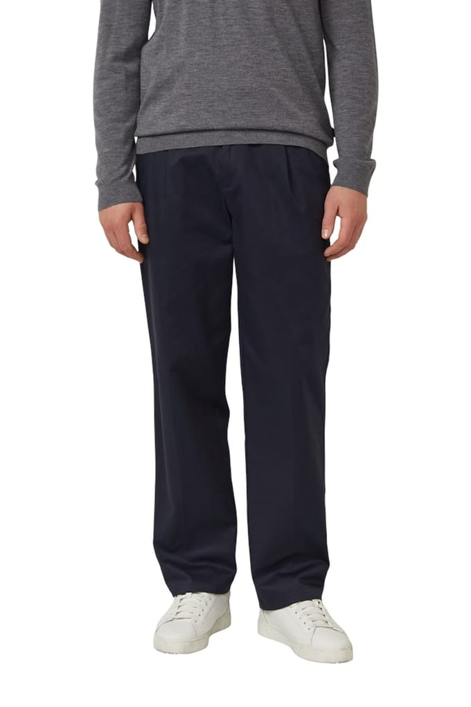 s.Oliver - male - Broek met wijde pijpen, plooien en elastische tailleband