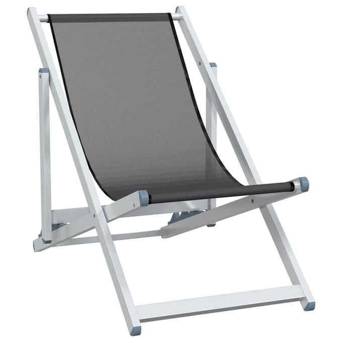 vidaXL - Opklapbare - stoelen, - 2 - stuks, - grijs - aluminium - en - textilene.