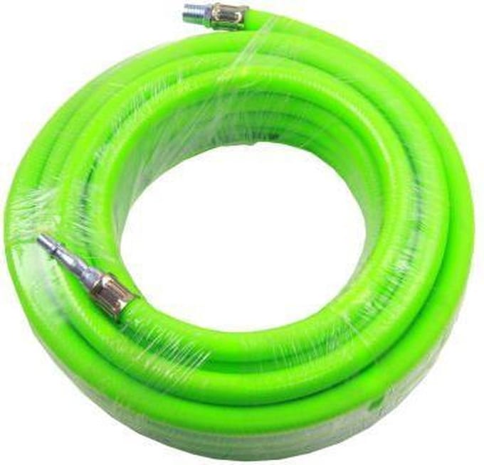 Rubberen luchtslang 1/4" met snelkoppelingen 10 meter lang