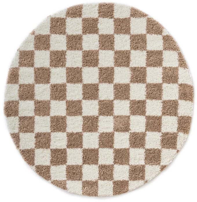 Rond checkerboard vloerkleed - Check ivoor/beige 300
