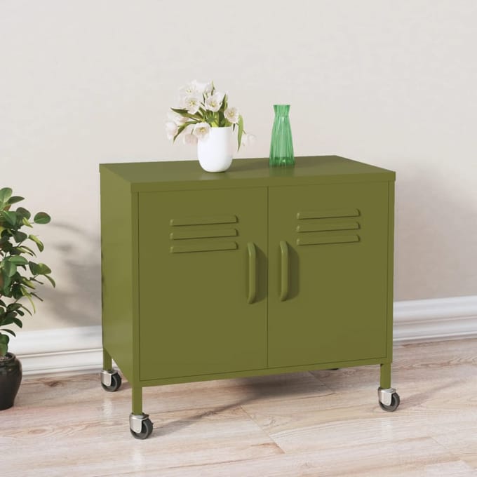 vidaXL - Opbergkast - 60x35x56 - cm - staal - olijfgroen