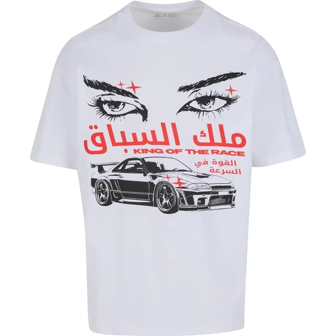 Mister Tee - King Of The Race Oversize Heren Tshirt - S - Wit