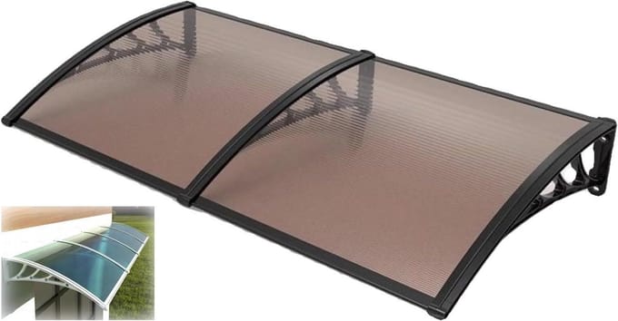Deurluifel - Regenonderdak Luifel - Buitenbescherming - Hol Polycarbonaat Paneel - 60 x 200 cm - Bruin