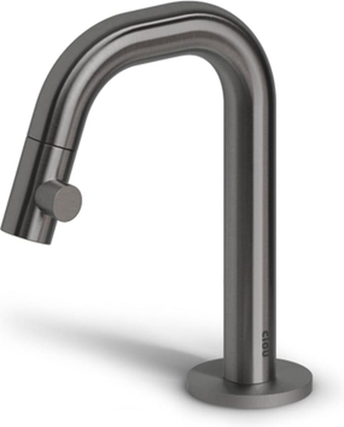 Clou Kaldur fonteinkraan, korte uitloop, R, gunmetal geborst. PVD