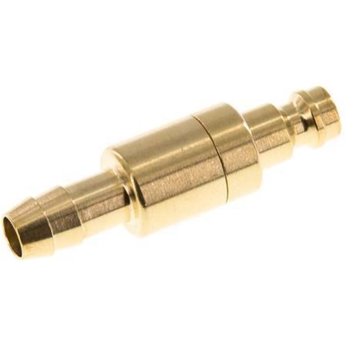 Messing DN 5 Luchtkoppeling Insteeknippel 8 mm Slangpilaar Double Shut-Off