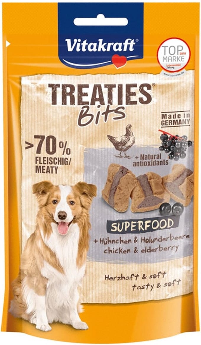 Vitakraft Treaties Bits Superfood - Hondensnacks - Kip Vlierbessen 100 g