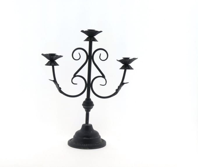 Kandelaren - Candleholder Metaal 36x43 Ant. Black