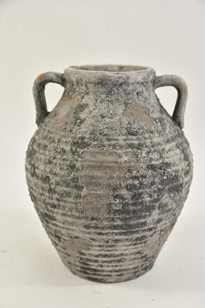 Kruiken En Flessen - Kruik ''raw'' Met 2 Oren 21x21x26cm Grey